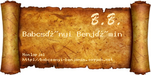 Babcsányi Benjámin névjegykártya