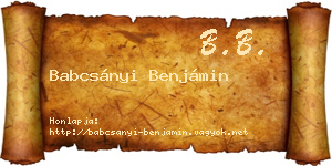 Babcsányi Benjámin névjegykártya