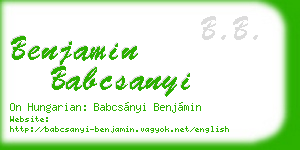 benjamin babcsanyi business card