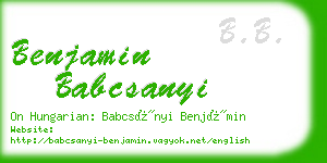 benjamin babcsanyi business card